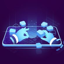 Holographic display isometric neon, digital futuristic technology, user interface development design, building mobile application, big data processing, cyber security isometric vector Holographic display isometric neon, digital futuristic technology, user interface development design, building mobile application, big data processing, cyber security isometric vector illustration